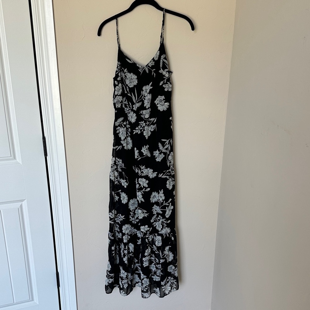 J. Crew Black and White Floral Maxi Dress